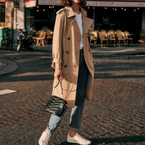 Imported Sezane Scott trench coat camel NEW - Picture 9 of 16